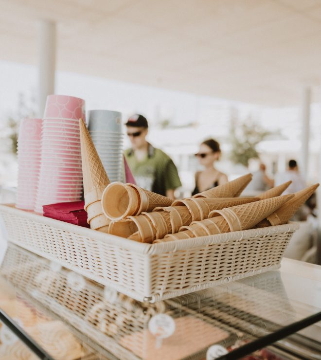 Ice cream cones and cups ready at GAL Split