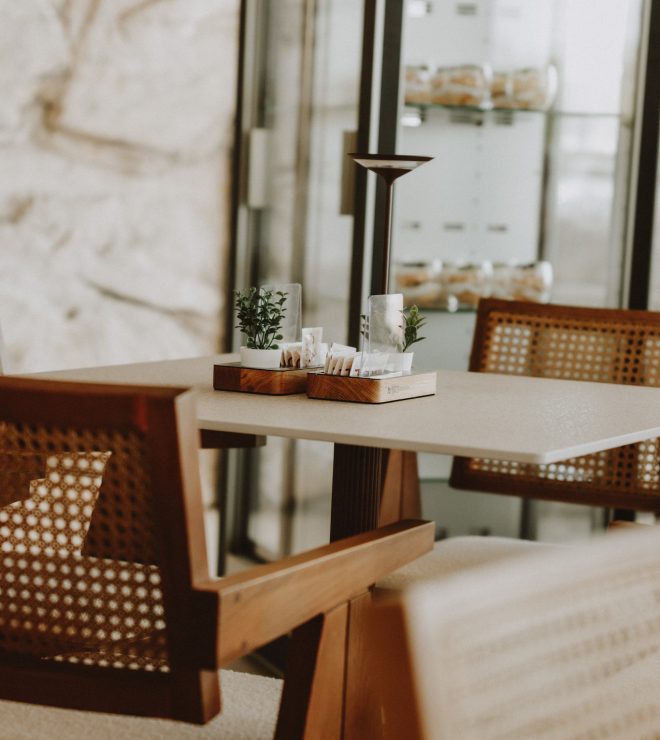 Elegant table and seating inside GAL Split café-lounge